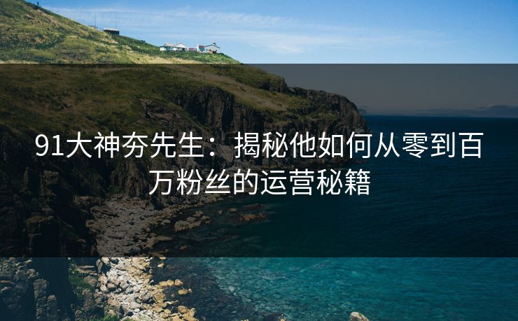 91大神夯先生：揭秘他如何从零到百万粉丝的运营秘籍  第1张